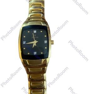 Bulova black diamond stainless steel watch